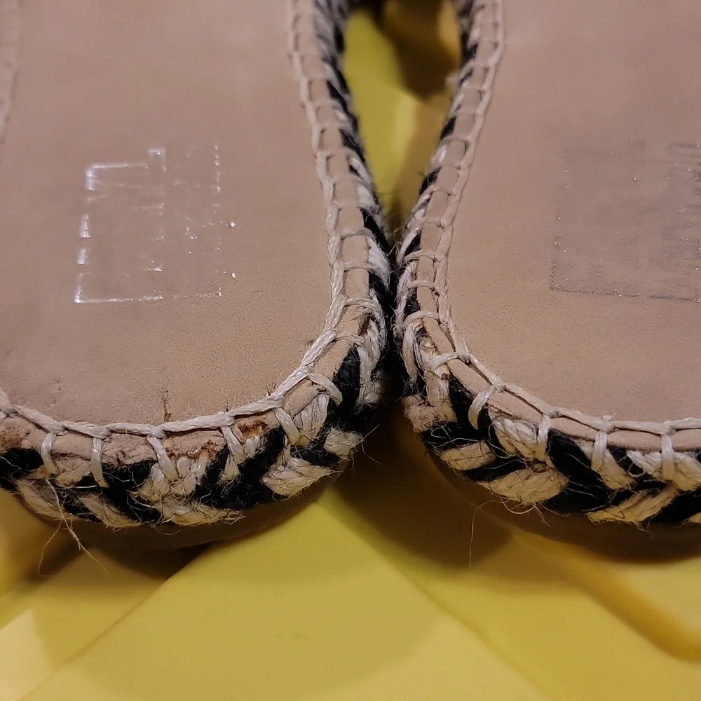 Farylrobin Black And White Espadrille Slides Size 7.5